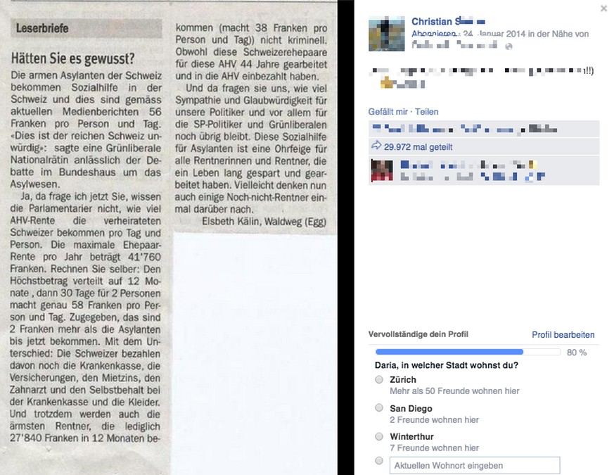 Fast 30'000 Mal geteilt: Darum geht ein drei Jahre alter Leserbrief mit Falschinformationen über Asylbewerber viral – und das sagt die Autorin dazu