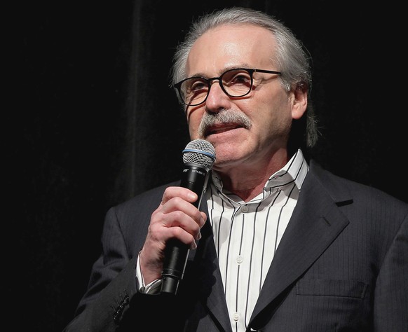 FILE - David Pecker, chairman and CEO of American Media, speaks at an event, Jan. 31, 2014 in New York. Testimony by the former National Enquirer publisher at Donald Trump&#039;s hush money trial this ...