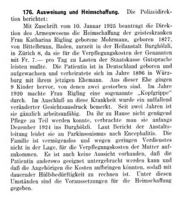 Keine Gnade: Die kranke Katharina Rigling liess die Zürcher Regierung ausweisen.