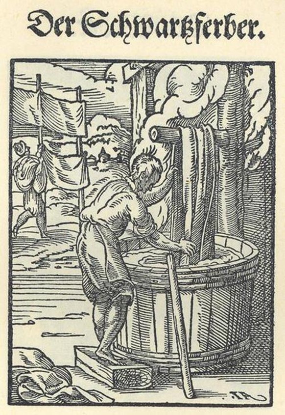 Der Färber, Holzschnitt aus dem Ständebuch von Jost Ammann, 1568.