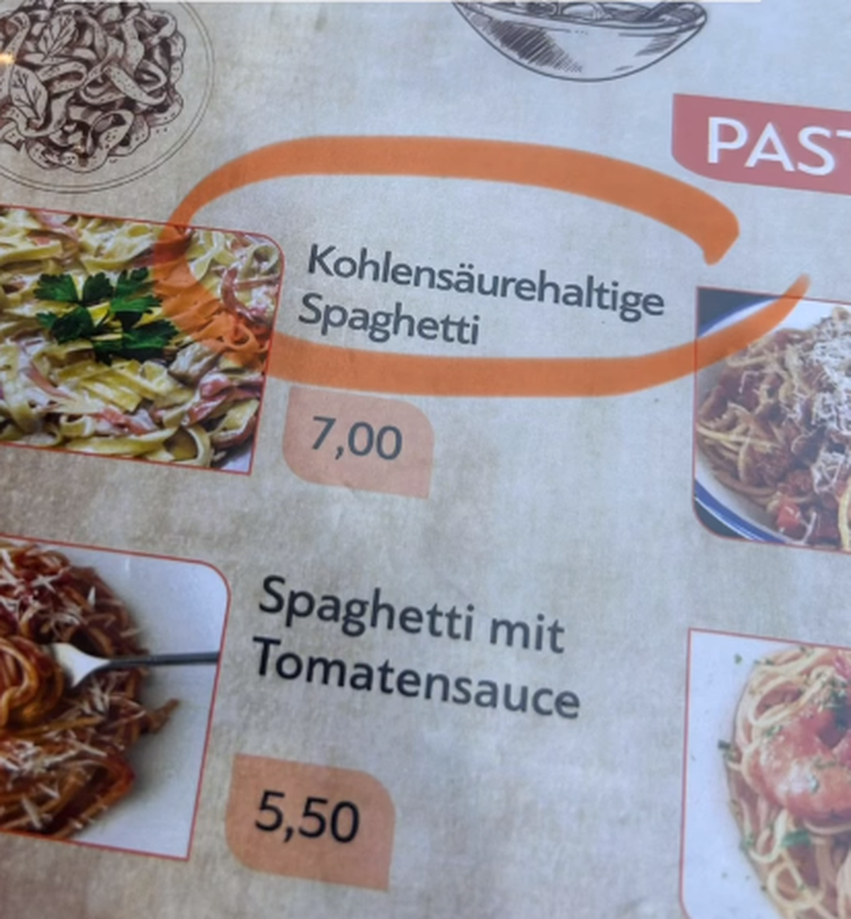 Faildienstag: Spaghetti mit Kohlensäure