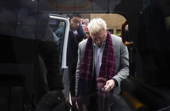 Former tennis player Boris Becker enters a taxi as he leaves Southwark Crown Court, in London, Friday, April 8, 2022. Becker is on trial in London for allegedly concealing property