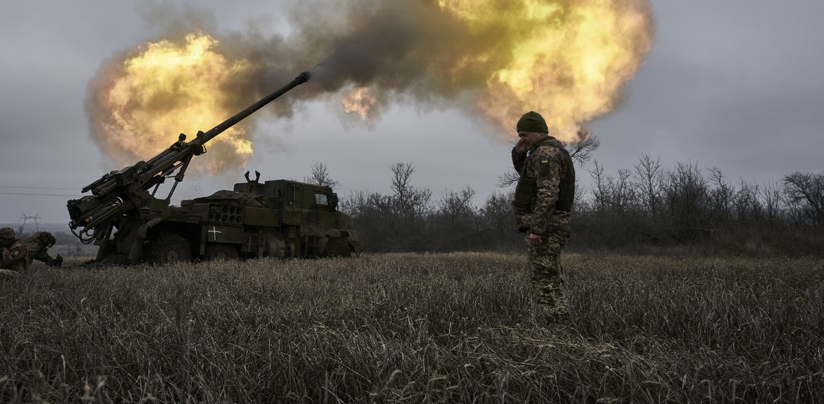 FILE - Ukrainian soldiers fire a French-made CAESAR self-propelled howitzer towards Russian positions near Avdiivka, Donetsk region, Ukraine, Monday, Dec. 26, 2022. French manufacturers have halved or ...