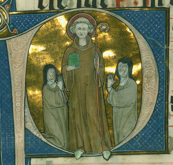 Bernhard von Clairvaux in einem liturgischen Buch, 13. Jahrhundert.