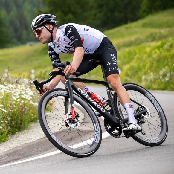 Radsport: 5. Etappe Tour de Suisse 2023, 15.06.2023 Marc Hirschi SUI, UAE Team Emirates, 5. Etappe Tour de Suisse 2023, 15.06.2023, La Punt Schweiz *** Cycling 5 Stage Tour de Suisse 2023, 15 06 2023  ...