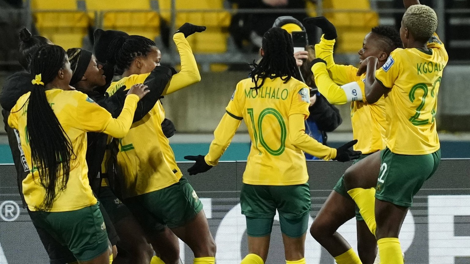 South Africa v Italy: Group G - FIFA Women s World Cup Australia &amp; New Zealand 2023 Kgatlana of South Africa and Racing Louisville celebrates after scoring her sides first goal during the FIFA Wom ...