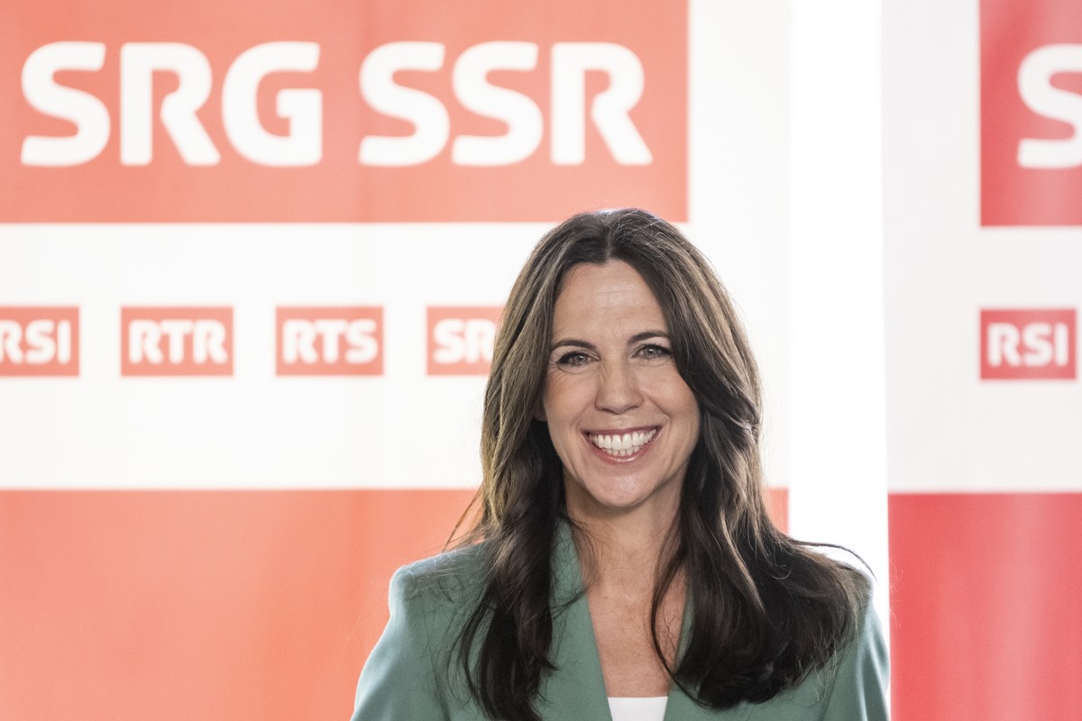 QUALITY REPEAT --- Susanne Wille tritt als neue Generaldirektorin der Schweizerischen Radio- und Fernsehgesellschaft SRG vor die Medien, am Samstag, 25. Mai 2024 in Bern. Die 50-jaehrige Schweizer Jou ...