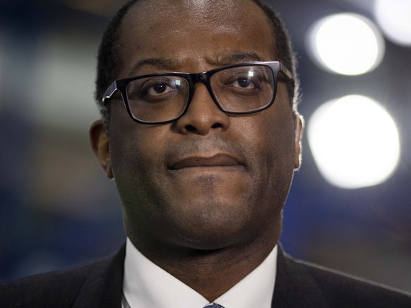 epa10243129 (FILE) - Britain&#039;s Chancellor of the Exchequer Kwasi Kwarteng gives an interview at the Conservative Party Conference in Birmingham, Britain, 03 October 2022 (reissued 14 October 2022 ...