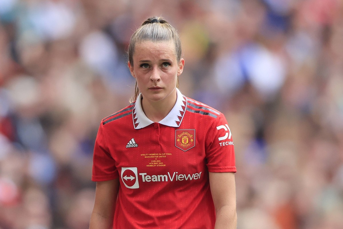 Vitality Women s FA Cup Final Chelsea FC Women v Manchester United, ManU Women Ella Toone 7 of Manchester United walks off the pitch after being substituted during the Vitality Women s FA Cup Final ma ...