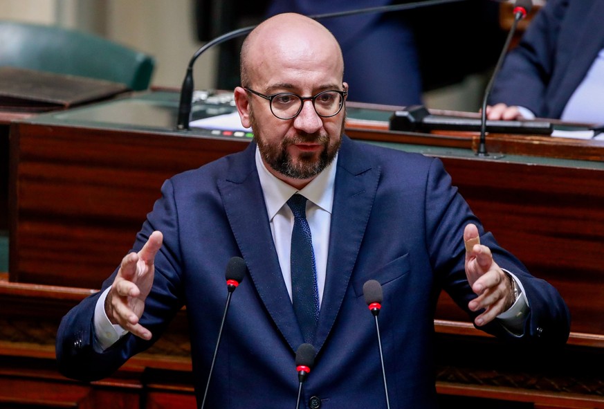 epa07238963 (FILE) - Belgian Prime Minister Charles Michel speaks during a plenary session at the federal parliament in Brussels, Belgium, 22 November 2018 (reissued 18 December 2018). Charles Michel  ...