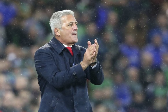 Switzerland manager Vladimir Petkovic applauds during the World Cup qualifying play-off first leg soccer match between Northern Ireland and Switzerland at Windsor Park in Belfast, Northern Ireland, Th ...