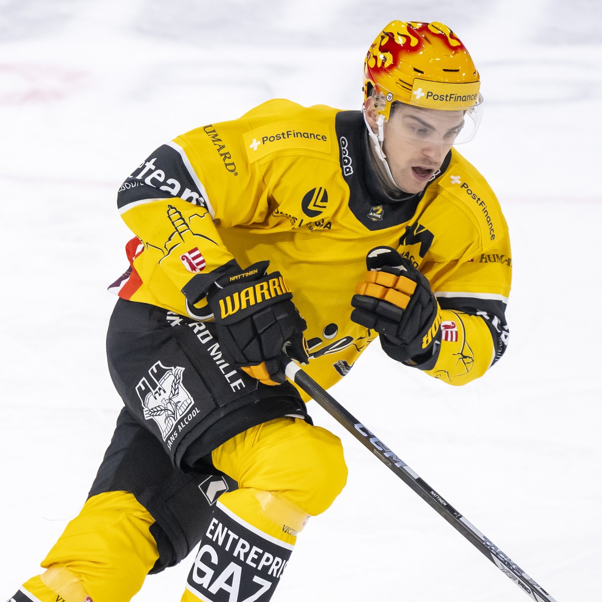 PostFinance Top Scorer Julius Naettinen (HCA) im Qualifikationsspiel der Eishockey National League zwischen dem HC Ajoie und dem Geneve-Servette HC in der Raiffeisen Arena in Porrentruy, am Montag, 23 ...