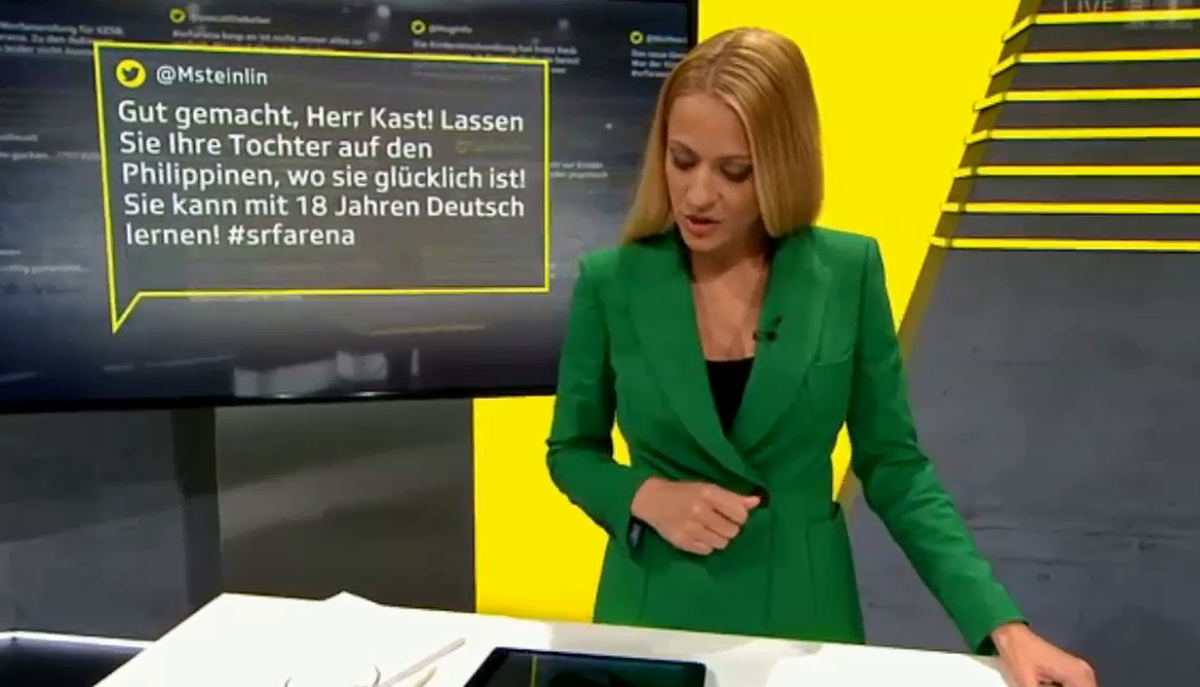 Christa Rigozzi trug die Zuschauer-Tweets ins Studio.