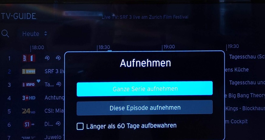 Die aufgezeichneten Sendungen werden nicht mehr lokal in der TV Box gespeichert, sondern ausschliesslich in der Cloud. So kann man sie auch unterwegs auf dem Smartphone oder Tablet schauen.