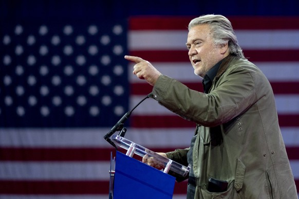 Steve Bannon, host of War Room, speaks during the Conservative Political Action Conference, CPAC 2024, at National Harbor, in Oxon Hill, Md., Saturday, Feb. 24, 2024. (AP Photo/Alex Brandon)
Steve Ban ...