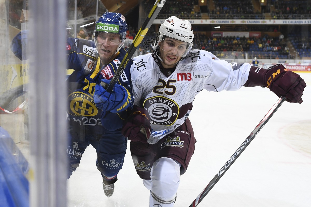 beim Eishockey-Qualifikationsspiel der National League A zwischen dem HC Davos und Geneve-Servette HC, am Samstag, 16. November 2019, im Eisstadion in Davos. (KEYSTONE/Gian Ehrenzeller)