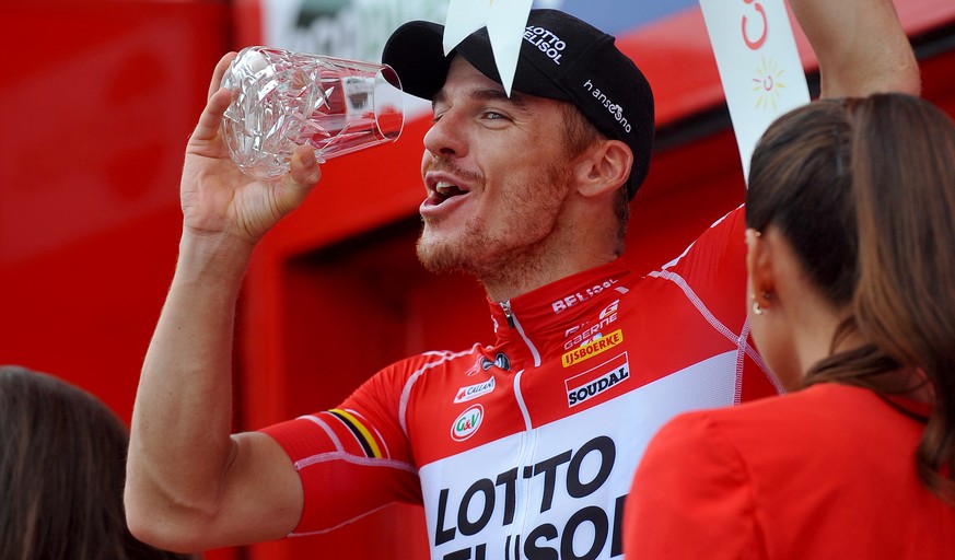 Jubel im Vorjahr: Adam Hansen nach dem Gewinn der 19. Etappe der Vuelta.