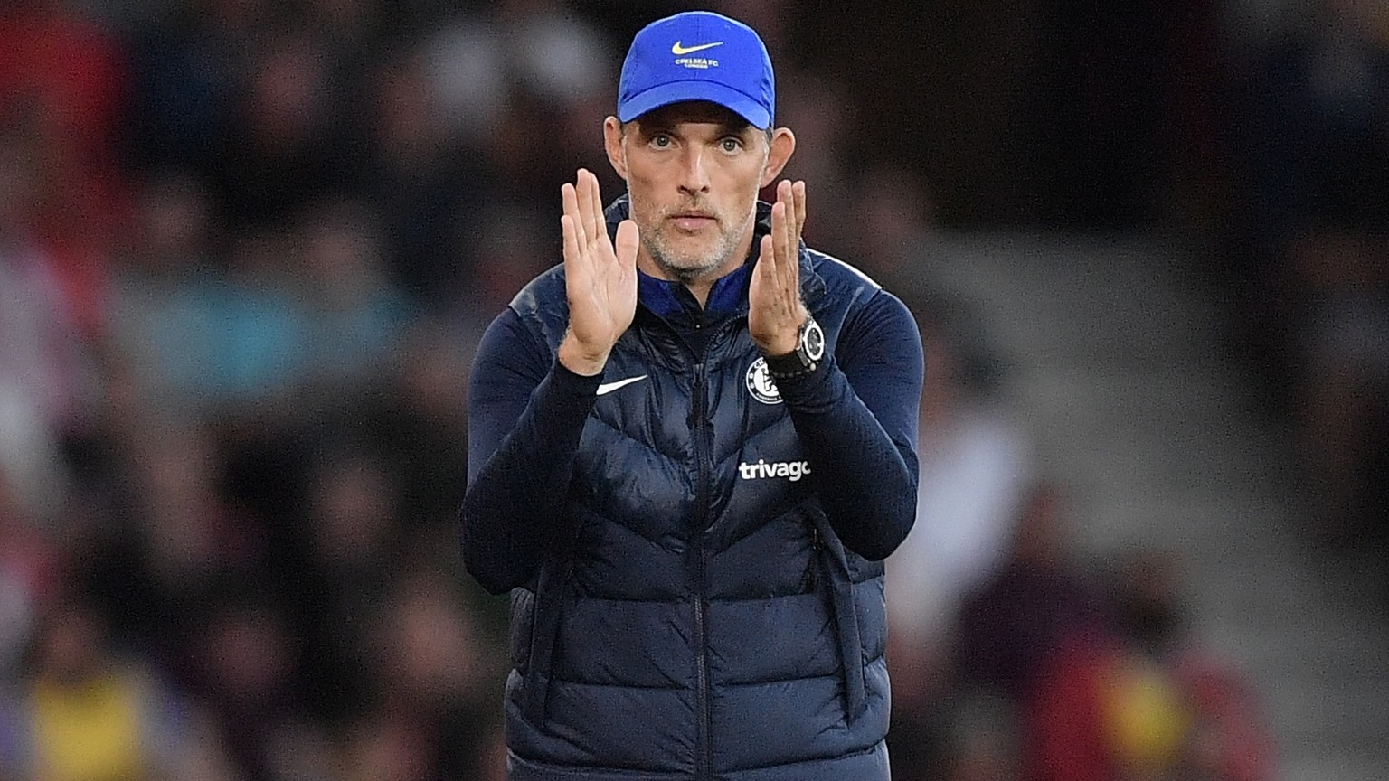 epa10147885 Chelsea&#039;s manager Thomas Tuchel reacts during the English Premier League soccer match between Southampton FC and Chelsea FC in Southampton, Britain, 30 August 2022. EPA/VINCE MIGNOTT  ...