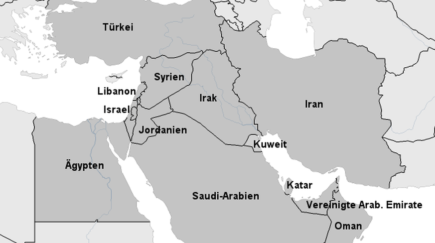 Geografische Situation im Nahen Osten.