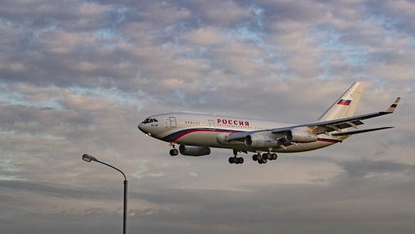 epa09239598 Russian special government plane Ilyushin IL-96 lands at the Vnukovo airport in Moscow, Russia, 31 May 2021. Tensions in Czech-Russian relations resulted from the findings of the Czech int ...