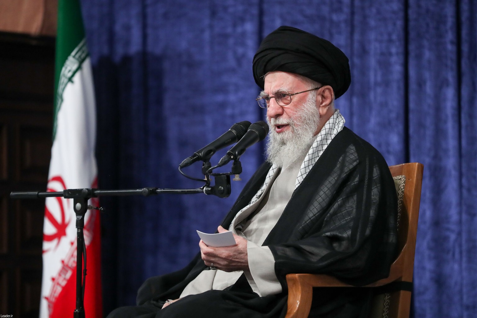 epa12319612 A handout photo made available by the Iranian Supreme Leader&#039;s office shows Iranian Supreme Leader Ayatollah Ali Khamenei speaking during a ceremony in Tehran, Iran, 24 August 2025. E ...