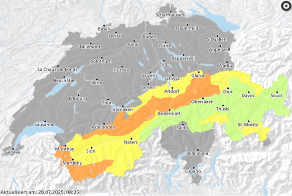Lawinengefahr Schweiz 28. Juli 2025