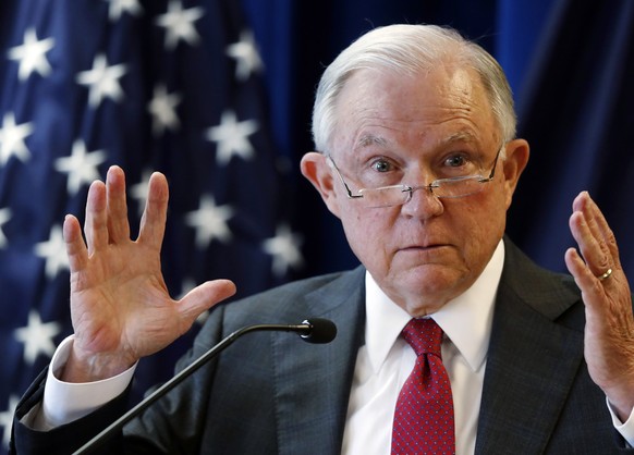 FILE - In this July 13, 2018 photo, Attorney General Jeff Sessions speaks in Portland, Maine. (AP Photo/Robert F. Bukaty, File)