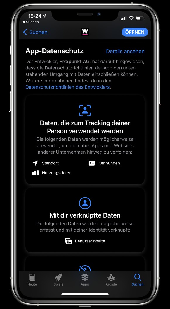 Wie andere App-Anbieter muss auch watson im App Store (iOS und iPadOS) deklarieren, welche User-Daten verarbeitet werden.