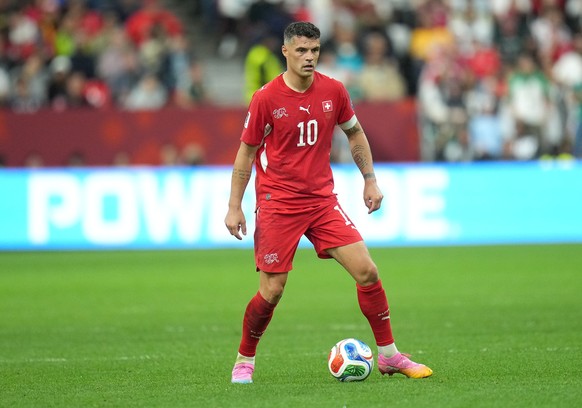 epa13082297 Granit Xhaka of Switzerland in action during the FIFA World Cup 2026 Round of 32 match Switzerland against Algeria, in Vancouver, Canada, 02 July 2026. EPA/BOB FRID