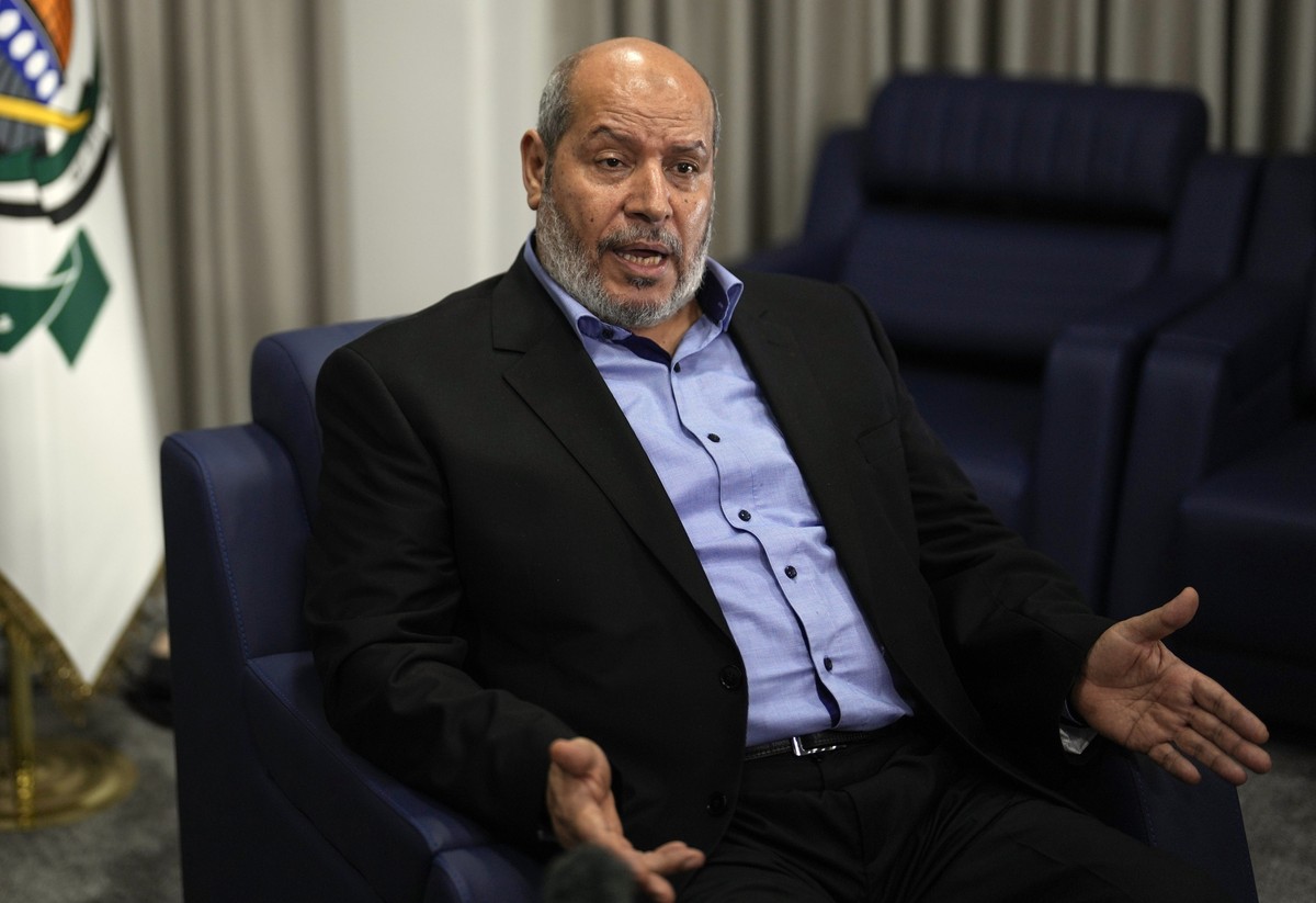 FILE - Khalil al-Hayya, a high-ranking Hamas official who has represented the Palestinian militant group in negotiations for a cease-fire and hostage exchange deal, speaks during an interview with The ...