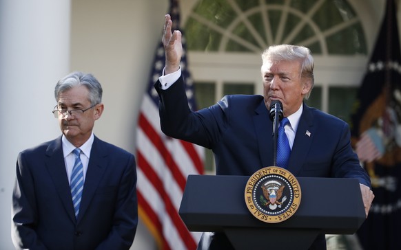 President Donald Trump announces Federal Reserve board member Jerome Powell as his nominee for the next chair of the Federal Reserve in the Rose Garden of the White House in Washington, Thursday, Nov. ...