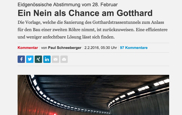 Der Kommentator der NZZ rät, bei der Gotthard-Abstimmung ein Nein einzulegen.&nbsp;