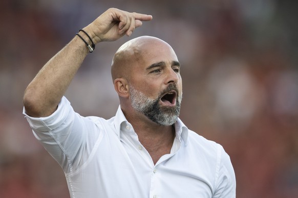 GC Trainer Giorgio Contini reagiert im Fussball Meisterschaftsspiel der Super League zwischen dem Grasshopper Club Zuerich und dem FC Winterthur im Letzigrund, am Sonntag, 4. September 2022 in Zuerich ...