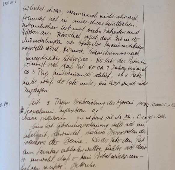Patientenakte von Fritz Steiner im Staatsarchiv Thurgau.