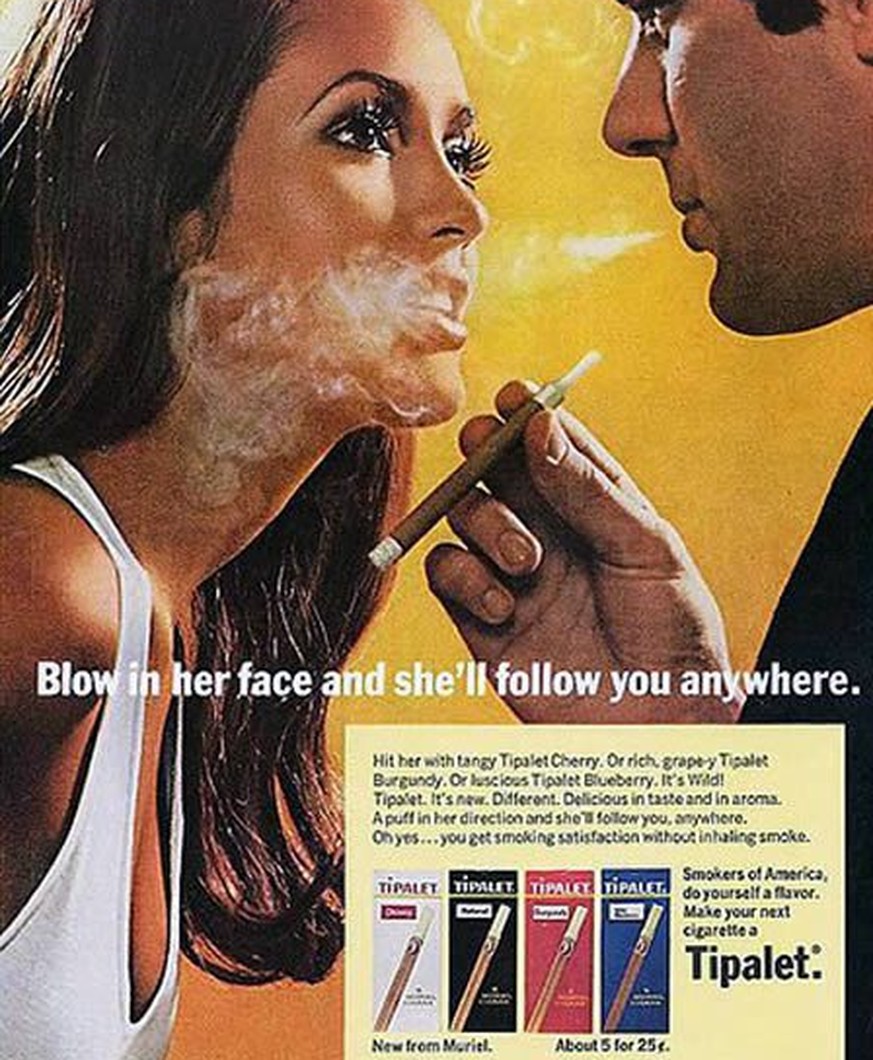 Sexistische Werbung aus der guten alten Zeit: «Blas' ihr ins Gesicht und sie wird dir überall hin folgen»