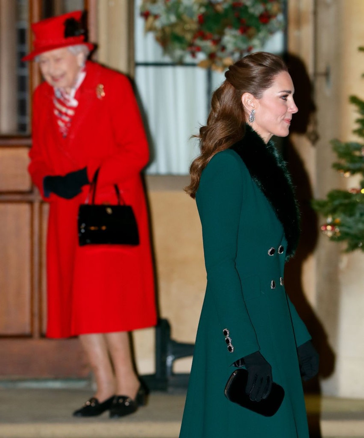 Prince Harry, dressed as an elf (or possibly a Christmas sprite) ahead holds the hand of a woman on his way to appear in Mrs Mynors Nursery School nativity play in London, England. 9th December 1987.  ...