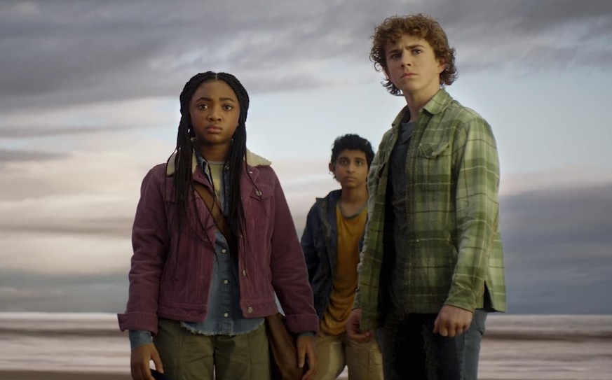 Walker Scobell, Aryan Simhadri, and Leah Jeffries in Percy Jackson and the Olympians (2023)