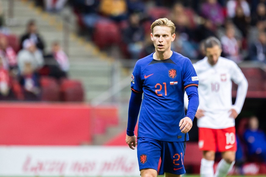 September 22, 2022, Warsaw, Poland: Frenkie de Jong of Netherlands seen in action during the UEFA Nations League, League A Group 4 match between Poland and Netherlands at PGE National Stadium..Final s ...