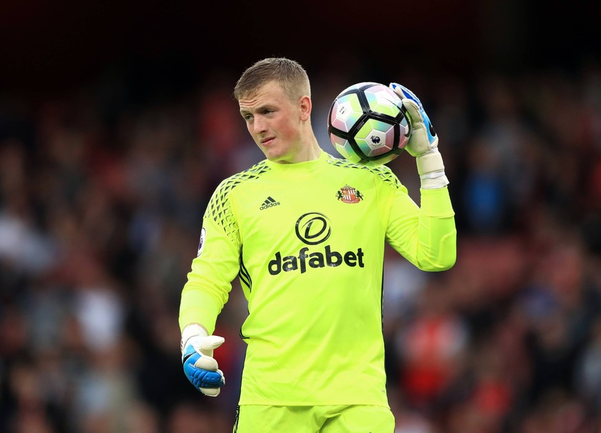 Sunderland goalkeeper Jordan Pickford during the Premier League match at the Emirates Stadium, London. Arsenal v Sunderland - Premier League - Emirates Stadium EDITORIAL USE ONLY No use with unauthori ...
