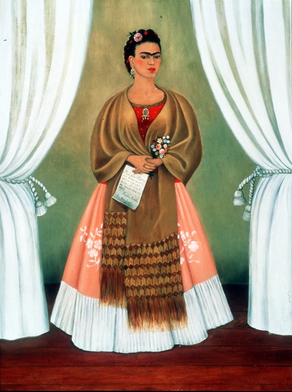 Frida Kahlo&#039;s &quot;Self-Portrait Dedicated to Leon Trotsky&quot; painted in 1937 is one of the artworks being shown in an exhibit of three leading women artists of the 20th century that includes ...