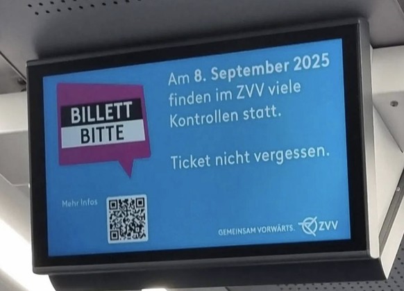 Mit diesen Anzeigen weist der ZVV auf den Kontrolltag hin.