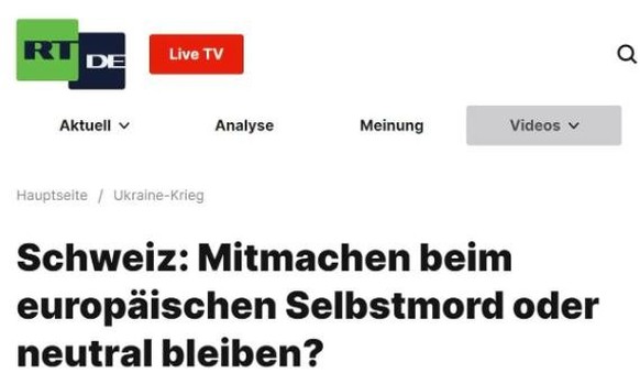 Schlagzeile von Russia Today