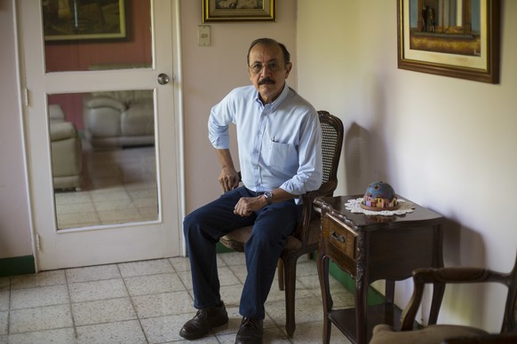 FILE - In this Wednesday, May 2, 2018 file photo, retired Sandinista Gen. Hugo Torres poses for portrait at his home, in Managua, Nicaragua. &quot;In repressive, criminal brutality, (Daniel Ortega) ha ...