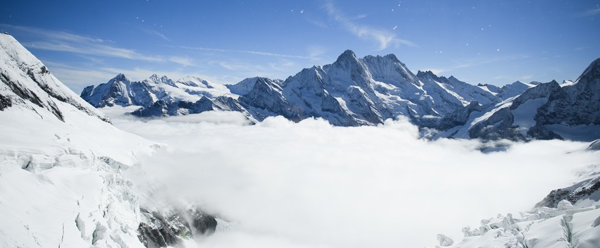 The view from the top of the Jungfraujoch, 3466 Meters above sea level, in Switzerland in the direction of Kleine Scheidegg photographed this Saturday, August 6 2016. (KEYSTONE/Manuel Lopez)