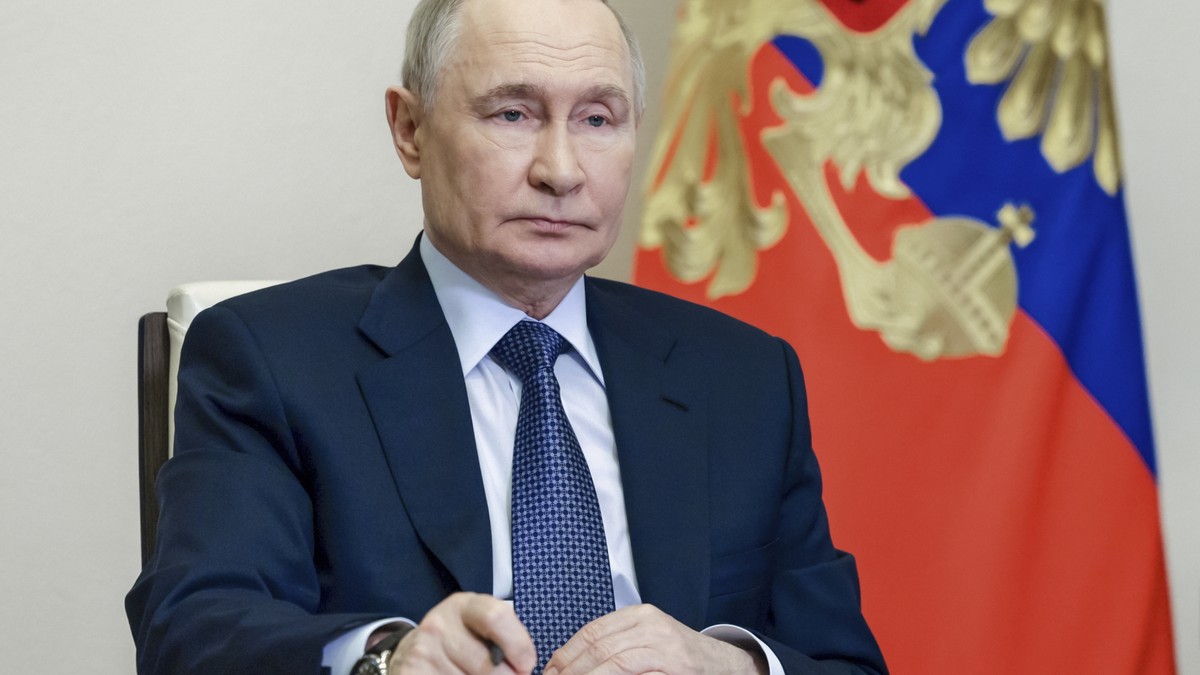 Russian President Vladimir Putin attends opening of new and upgraded healthcare facilities in a number of Russian regions via videoconference at the Novo-Ogaryovo state residence outside Moscow, Russi ...