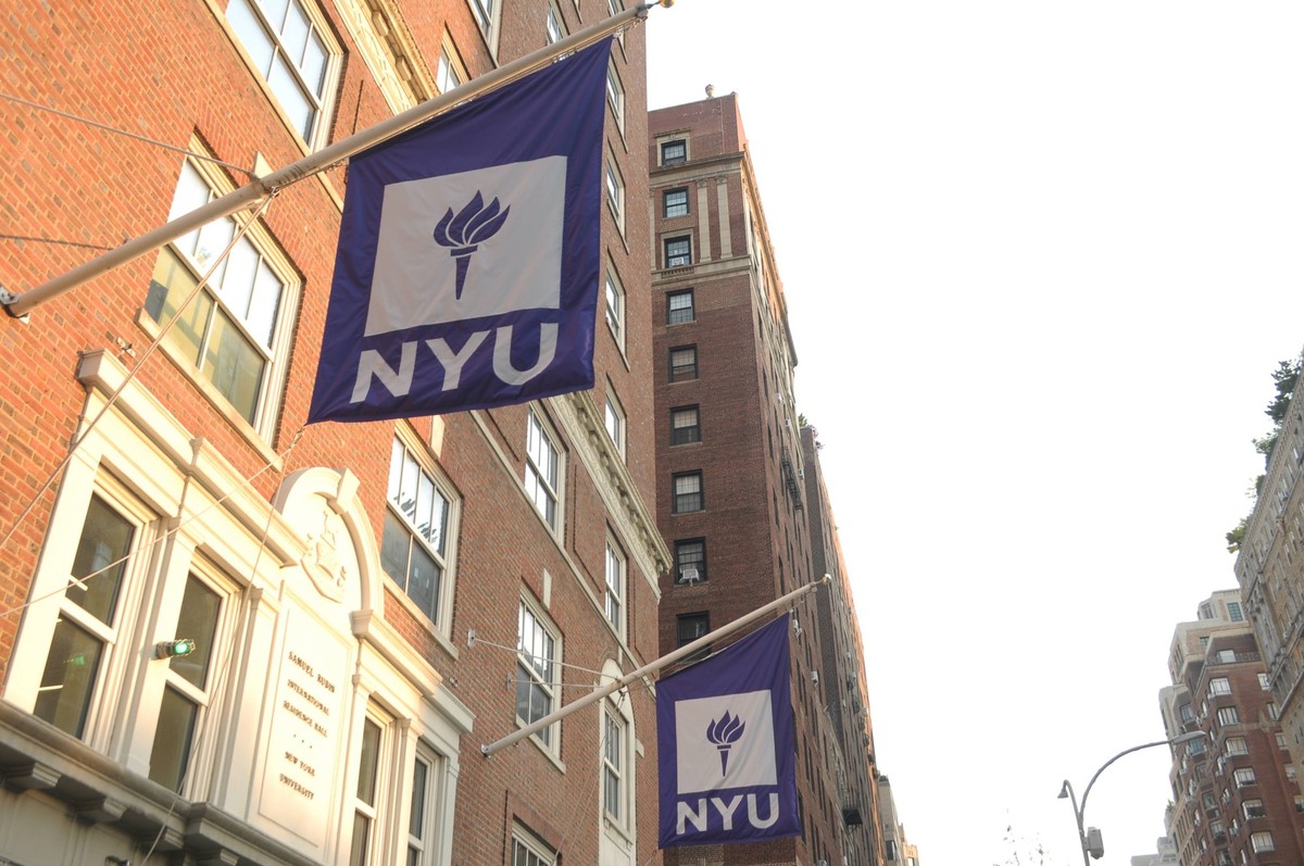 August 12, 2026, New York City, United States: The New York University or NYU sign is seen on flags in Manhattan, New York City. New York City United States - ZUMAs197 20260812_aaa_s197_618 Copyright: ...