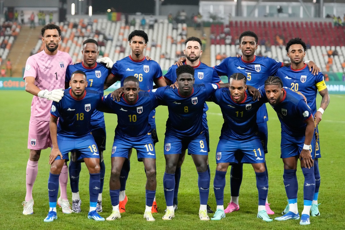 FILE - Cape Verde players pose for a team photo before the African Cup of Nations quarter final soccer match between Cape Verde and South Africa, at the Charles Konan Banny stadium in Yamoussoukro, Iv ...