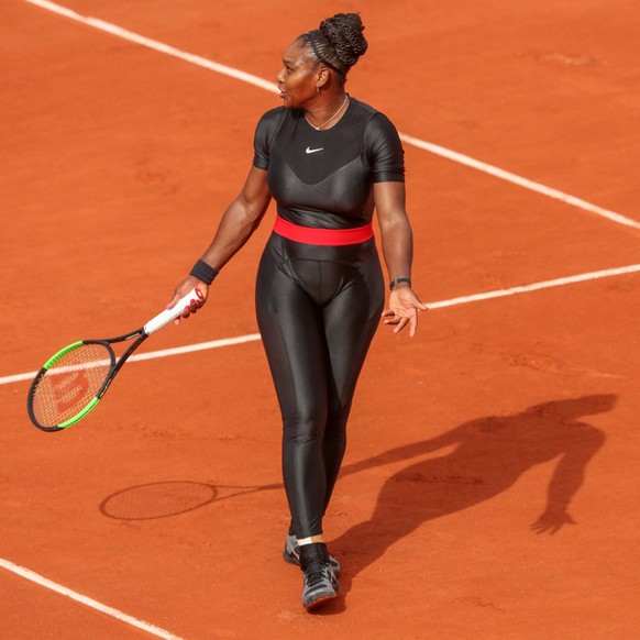 Mandatory Credit: Photo by Dave Shopland/BPI/Shutterstock 9695789ed Serena Williams from USA wears a All in One Catsuit during Humid conditions during her 1st Round match against Kristyna Pliskova CZE ...