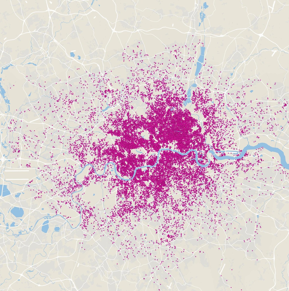 Le nombre d'Airbnb à Londres.
