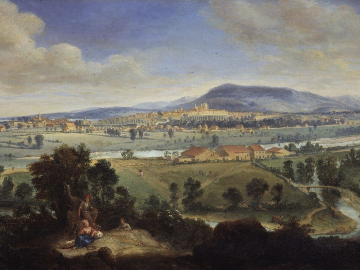 Genève et ses environs entre 1715 et 1719. Peint par Robert Gardelle (1682-1766).
https://bge-geneve.ch/iconographie/oeuvre/0163